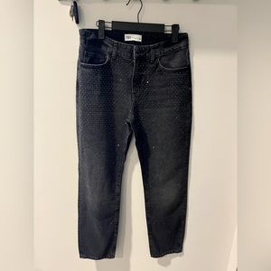 Zara mid rise rhinestone black jeans